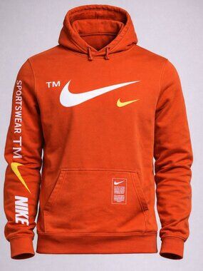 Nike Sportwear TM Hoodie Small Orange Swoosh Sweatshirt